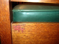 Signed with the firms "Handcraft" red decal: "L. & J. G. Stickley, Handcraft".